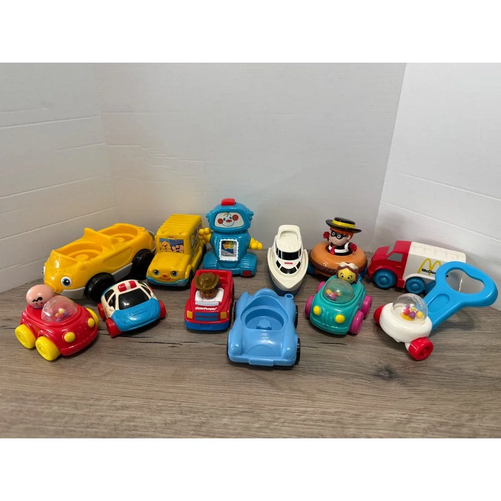 Vintage 12 Fisher-Price Little People Vehicle Lot School Bus Mostly McDonald's